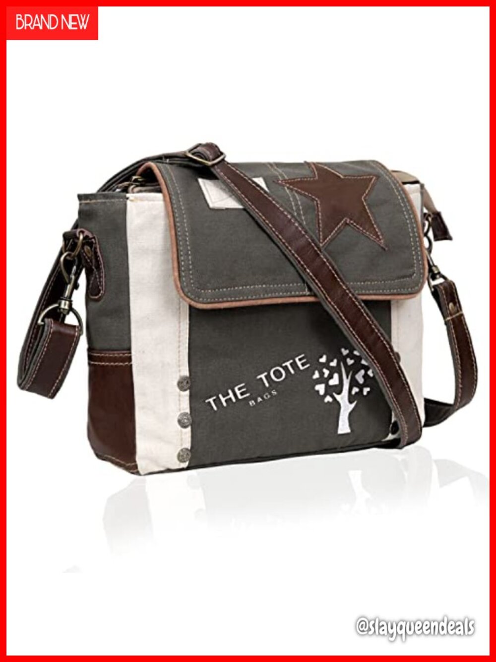 Canvas Leather Messenger Crossbody Bag Satchel Star Flap Small Travel